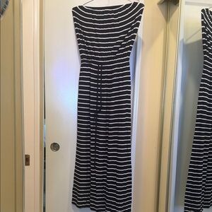 J. Crew Black & White Striped Maxi Dress